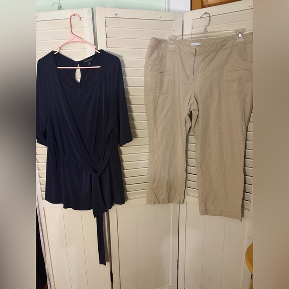 New York & Company Accessories - Two piece outfit including New York and Co linen pants and a Lane Bryant top